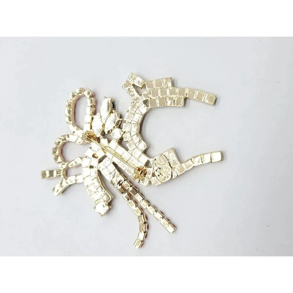 High Quality Signed Large Multi-Color Rhinestone Christmas Reindeer Brooch